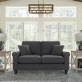 thumbnail image 7 of Hudson 61W Loveseat in Charcoal Gray Herringbone Fabric, 7 of 7