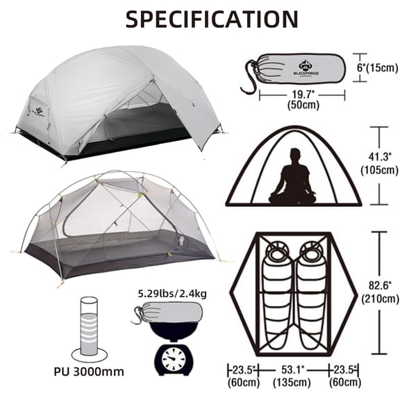 Neptune 2 Person Backpacking Tent - Ultralight Freestanding Tent with 4000mm Waterproof, Dual Vestibules & No-See-Um Mesh - 60 Second Setup for Hiking/Camping
