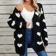 thumbnail image 4 of Amidoa Cardigan Womens Sweaters Long Sleeve Black Valentines Pockets Heart Knit Long Cardigans Women's Cardigans L, 4 of 9