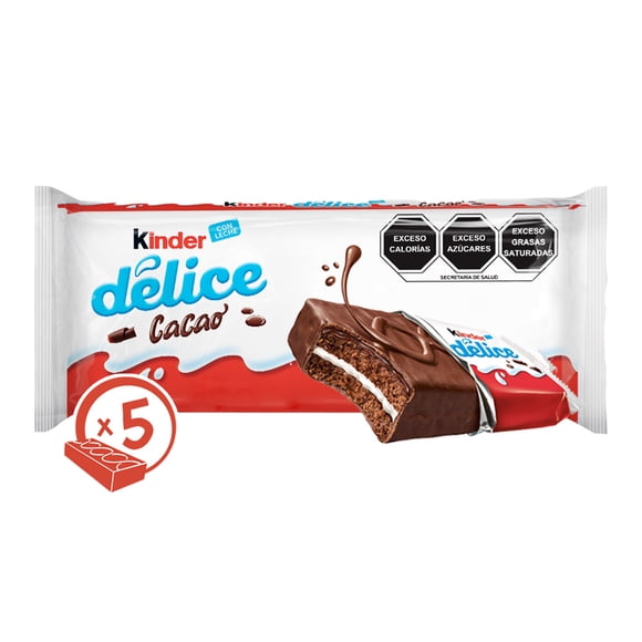 Pastelito Kinder Délice cacao con 5 pzas de 39 g c/u