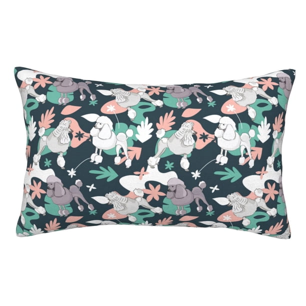 Fotbe Cute Poodle Dog Funda de Almohada Decorativa Estilo Occidental, Lujo en Algodón, Fundas para Almohadas King, Cojín Estampado para Decoración del Hogar-14"x20"