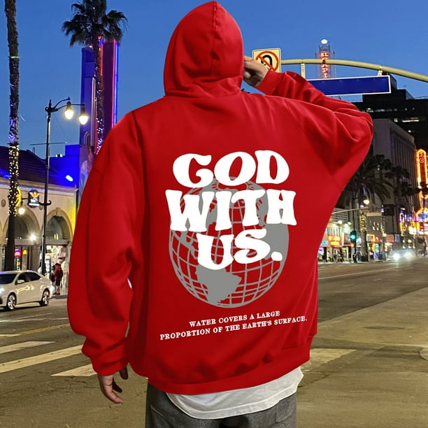 MHFRRA Sudadera con Capucha Estampada para Uso Diario Sudadera Informal para Mayor Comodidad y Estilo En Actividades Deportivas y de Ocio Rojo