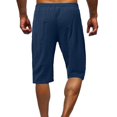 thumbnail image 4 of JUNWELL Men‘s Cotton Linen Workout Shorts Casual Drawstring Loose Fit Athletic Running Knee Length Shorts with Pockets, 4 of 6