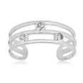 thumbnail image 5 of AVORA 10K White Gold Adjustable Three Row Toe Ring with Simulated Diamond CZ, 5 of 5