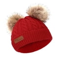 thumbnail image 5 of Lindo gorro de punto para bebé Aumtum Wool Infant Kids Headwear Crochet Beanie rojo Zulema Chicos niñas pom pom poms sombrero, 5 of 5