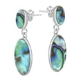 thumbnail image 2 of Classy Double Oval Abalone Inlay Sterling Silver Drop Post Earrings, 2 of 5