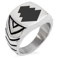 thumbnail image 1 of Stainless Steel Ogasawara Samurai Crest Chevron Pattern Biker Style Polished Ring, 1 of 1
