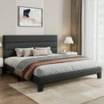 thumbnail image 3 of Sha Cerlin King Size Platform Bed Frame with Upholstered Fabric Headboard, Grey, 3 of 9