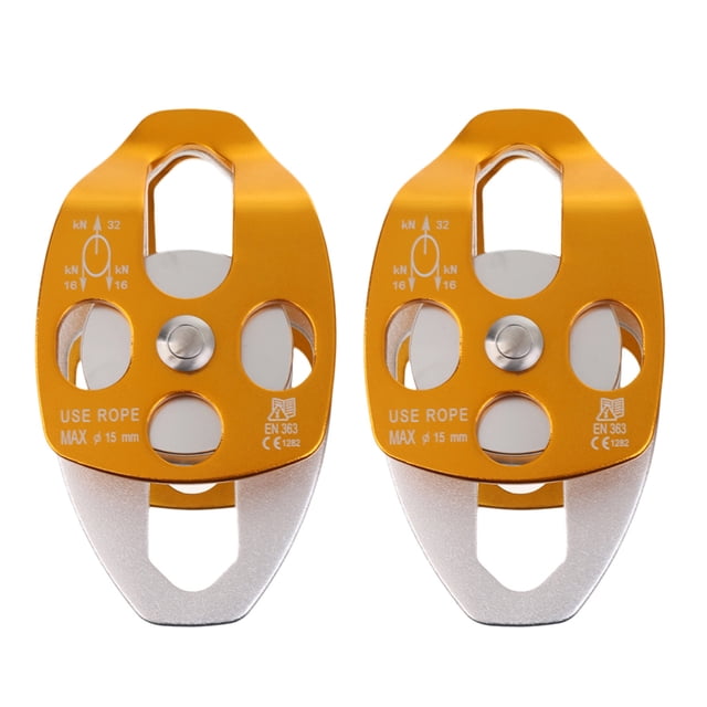Polea de giro lateral dual Jumpingount Aleación de aluminio 32KN bloque coaxial oro
