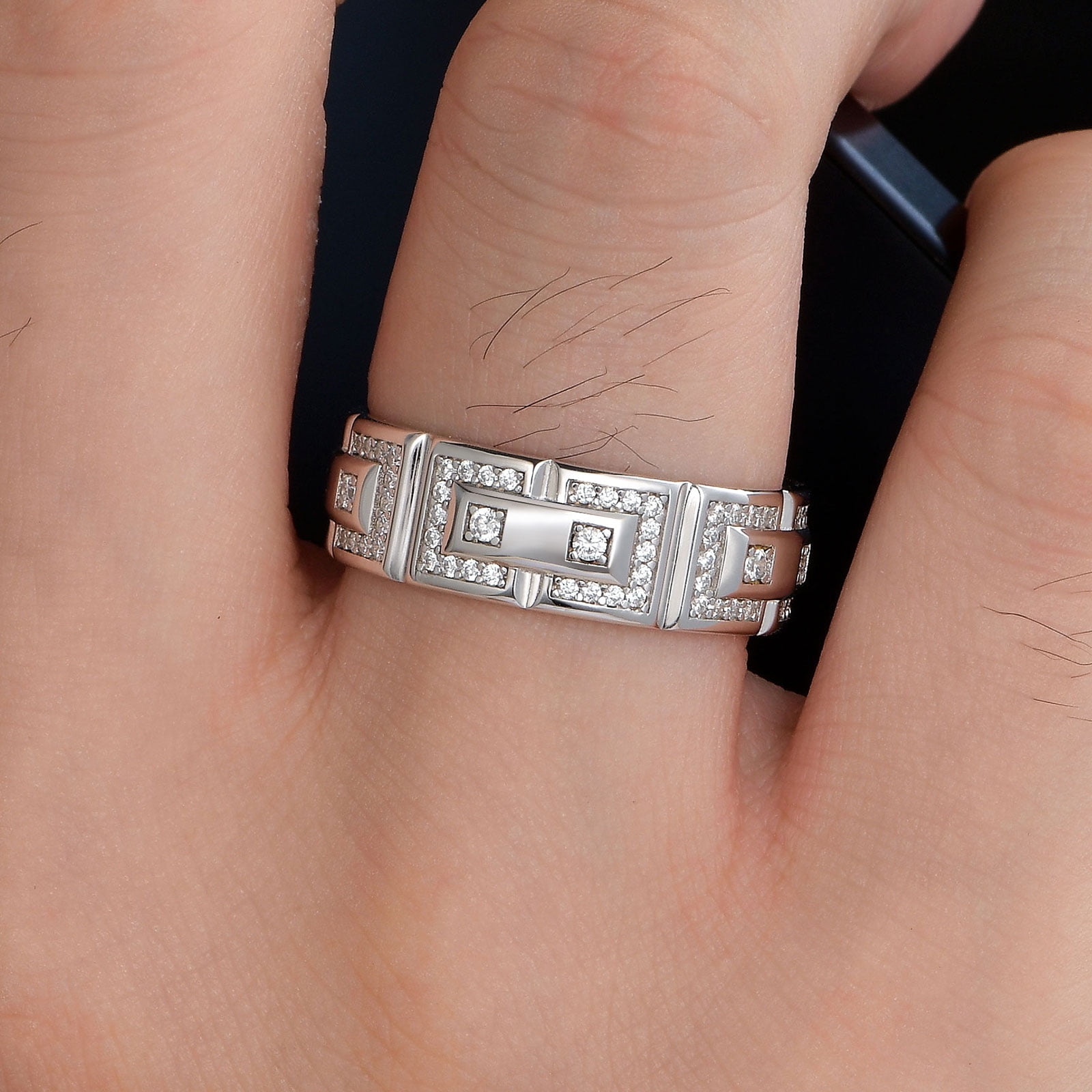 Newshe Men's Wedding Rings 925 Sterling Silver Ring 1ct 10 Newshe Men's Wedding Rings 925 Sterling Silver Ring 1ct 10
