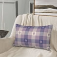 thumbnail image 5 of Zufioo Purple Floral Gingham Check Plaid Print Double-sided Plush Pillow Cover,Decorative Pillow Protector without Pillow Core, Suitable for Sofa, Bedroom, Car-16"x24", 5 of 6