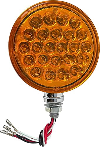 All Star Truck Parts 2pc Amber/Red 48 LED Round Double Face Stud Mount Pedestal Fender Stop Turn Tail Light for Truck Trailer Peterbilt Freightliner Heavy Duty Mack Western Star. Left and Right Side