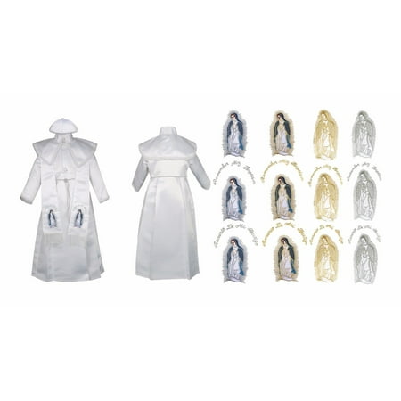 

New Born Boy Baby Christening Baptism Formal Gown with Virgin Mary Stole 0-30 M