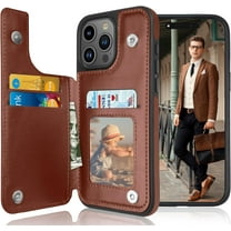 Apple iPhone 15 Pro Case, iPhone 15 Pro Wallet Case, PU Leather ID Cash Credit Card Holder Slots Magnetic Closure Kickstand Flip Slim Cover for iPhone 15 Pro 6.1" [Brown]
