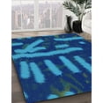 thumbnail image 3 of Ahgly Company Machine Washable Indoor Square Transitional Cobalt Blue Area Rugs, 6' Square, 3 of 7