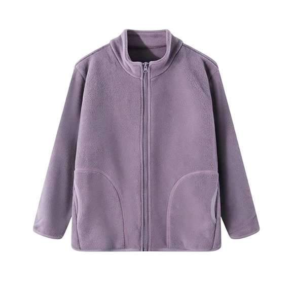 Edvintorg Girls Outerwear Solid Color Fleece Long Sleeve Zip up Jacket with Pocket Kids Clothes Girls Size 1-15