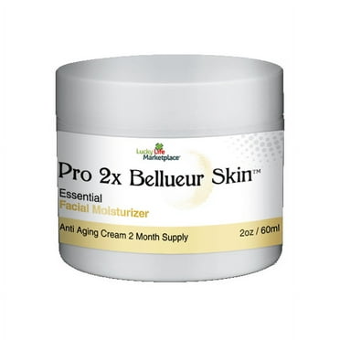 Pro 2x Bellueur Skin Cream - Essential Facial Moisturizer - 2 Month Supply - Moisturizing Anti Aging Cream with Vitamin E & C   Ceramides   Collagen - Improve Wrinkles, Dry Skin, & Uneven Skin Tone