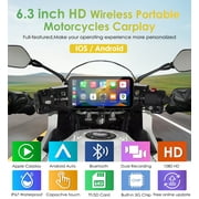 Carpuride Motorcycle CarPlay Screen, Dual 1080P Dash Cameras, IP67 Waterproof, Touch Screen (603D)