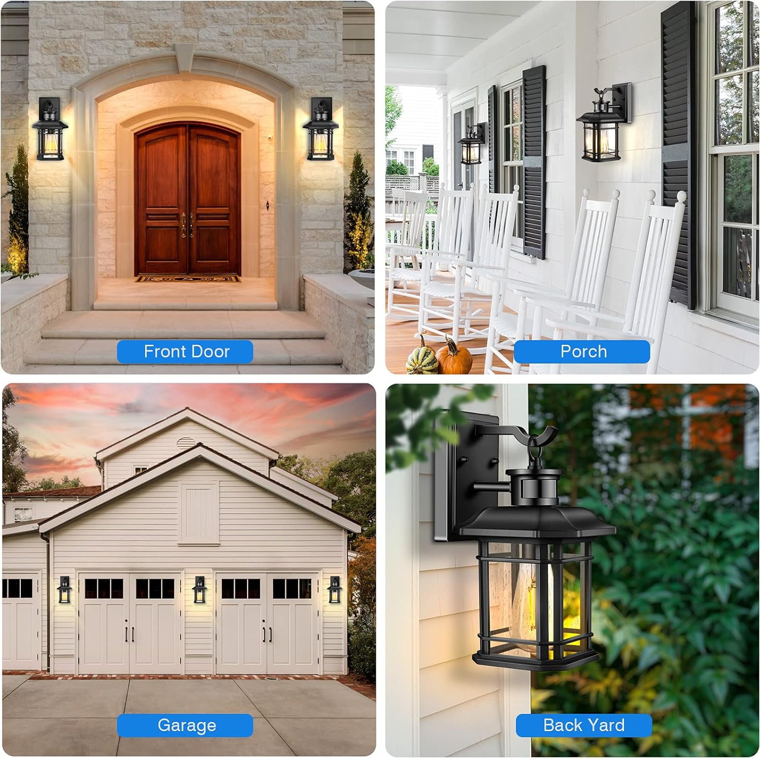 VIANIS Outdoor Wall Lantern With Motion Sensor, Dusk To Dawn Modern Exterior Porch Lights, Black 100% Aluminum Outdoor Wall Light For Garage Backyard