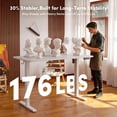 thumbnail image 3 of 48 x 24 Inch Large One-Piece Electric Standing Desk with 4 Memory Presets, Height Adjustable Home Office Workstation, White, 3 of 6
