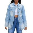 thumbnail image 2 of LOVZFMLL Vestes pour Femmes Mode Femmes Décontracté Bouton Uni Manches Longues Veste Manteau, 2 of 9