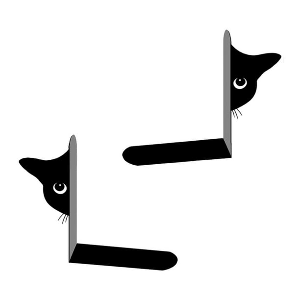 2x extremos de libro, adorno de Metal, estatuilla, regalos, tapón de libro resistente, soporte para libros, archivos de películas, escolar, Gato de media cara