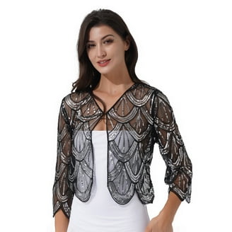 Aislor Women's Long Sleeve Sequin Bolero Shrug Evening Wedding