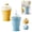 Blue+Yellow, variant on Collapsible Ice Ball Maker Cup with Straw - Leak Proof Foldable Silicone Reusable Ice Cubes Crunch Cup, Food Grade Ice Puck Cup(Blue,2)