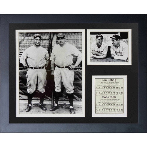 New York Yankees Lou Gehrig and Babe Ruth Framed Photo Collage, Bats