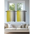 thumbnail image 4 of Yellow Gray Ombre Tier Curtains 36 Inch Length, Sheer Curtains for Bedroom Living Room Window Vintage Country Wooden Rod Pocket Voile Drapes Kitchen Curtains Small Half Window 27.5"x36" 2 Panels, 4 of 6