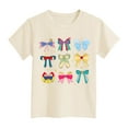 thumbnail image 4 of HCNTES Girls T Shirts Magical Bow Blouse Short Sleeve Loose Basic Shirt Girl Holiday Vacation Tee Tops(9-10 Years,Beige), 4 of 4