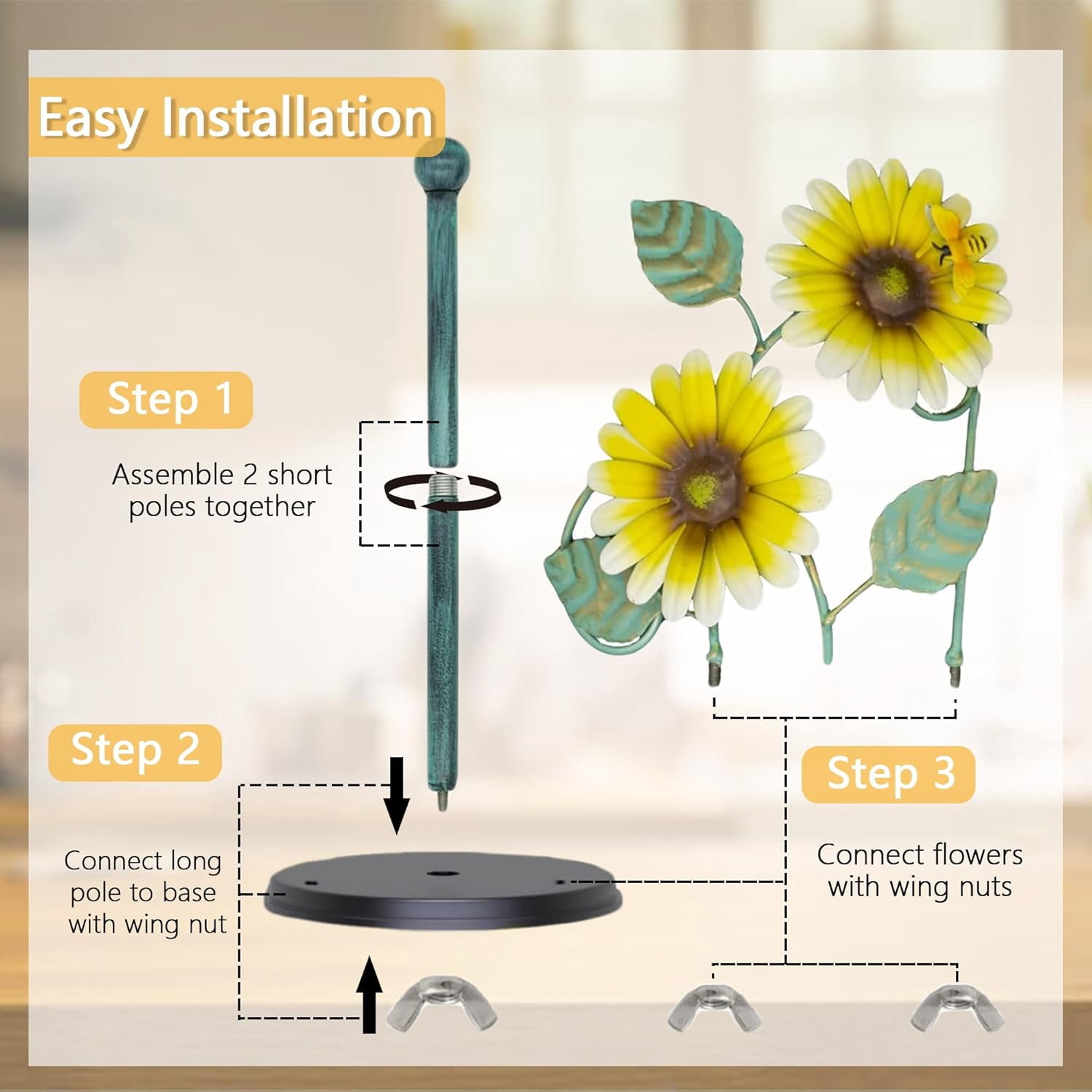 Sunflower Decor Paper Towel Holder,Metal Kitchen Paper Towel Holder with Bee, Sunflower Kitchen Decor and Accessories,Farmhouse Towel Stand for Kitchen Bathroom Countertop