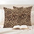 thumbnail image 3 of Leopard Printed Outdoor Waterproof Pillow Covers, Modern Animals Textured Brown Decorative Square Throw Pillowcase Sofa Cushion Sham for Patio/Couch/Chair, 20"x20" 2 Pack, 3 of 8