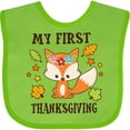 thumbnail image 3 of Inktastic My First Thanksgiving with Fall Fox and Leaves Boys or Girls Baby Bib, 3 of 4