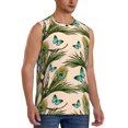 thumbnail image 2 of Bixox Men's Butterflies And Peacock Feathers Printed Shirt Sleeveless Fitness Tank Top-3X-Large, 2 of 5