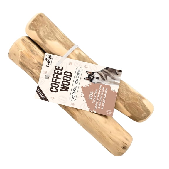 PetYupp Natural Coffee Wood Dog Chew Sticks, Medium Size, Pack of 2 – Caffeine-Free Chew Toy