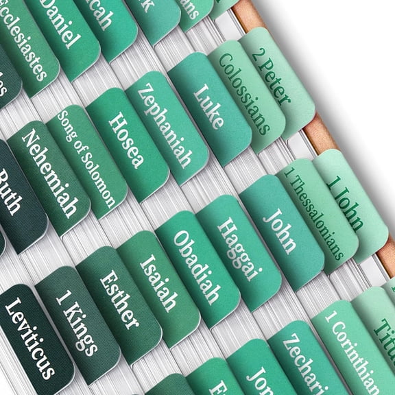 CCOCC Bible Tabs,75 Tabs,Jade Veil | Green Laminated Bible Tabs for Women and Men,Bible Tabs for Study Bible,Large Print Bible Index Tabs,Bible Book Tabs