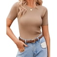 thumbnail image 2 of Zeagoo Women's T Shirt Short Sleeve Blouse Cute Tops Crewneck Woek Tee Summer Outfit Ribbed Trendy Shirts, 2 of 6