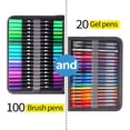 thumbnail image 3 of Juego de bolígrafos de pintura para adultos, rotuladores de doble punta y 20 colores, bolígrafos de Gel con purpurina, bolsa de lona, libros para colorear, 120 paquetes, 3 of 4