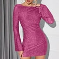 thumbnail image 6 of BangWanChi Dresses for Women Wedding Guest Dresses for Women Dresses for Women Women's Sparkly Sequin Backless Tie Pagoda Sleeve Mini Dress Long Sleeve Glitter Bodycon Party Club Dresses, 6 of 9