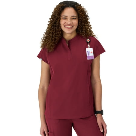 Hanes Womens Scrubs Mandarin Collar Scrub Top, Comfort Fit, Pockets, Sizes XS-3XL