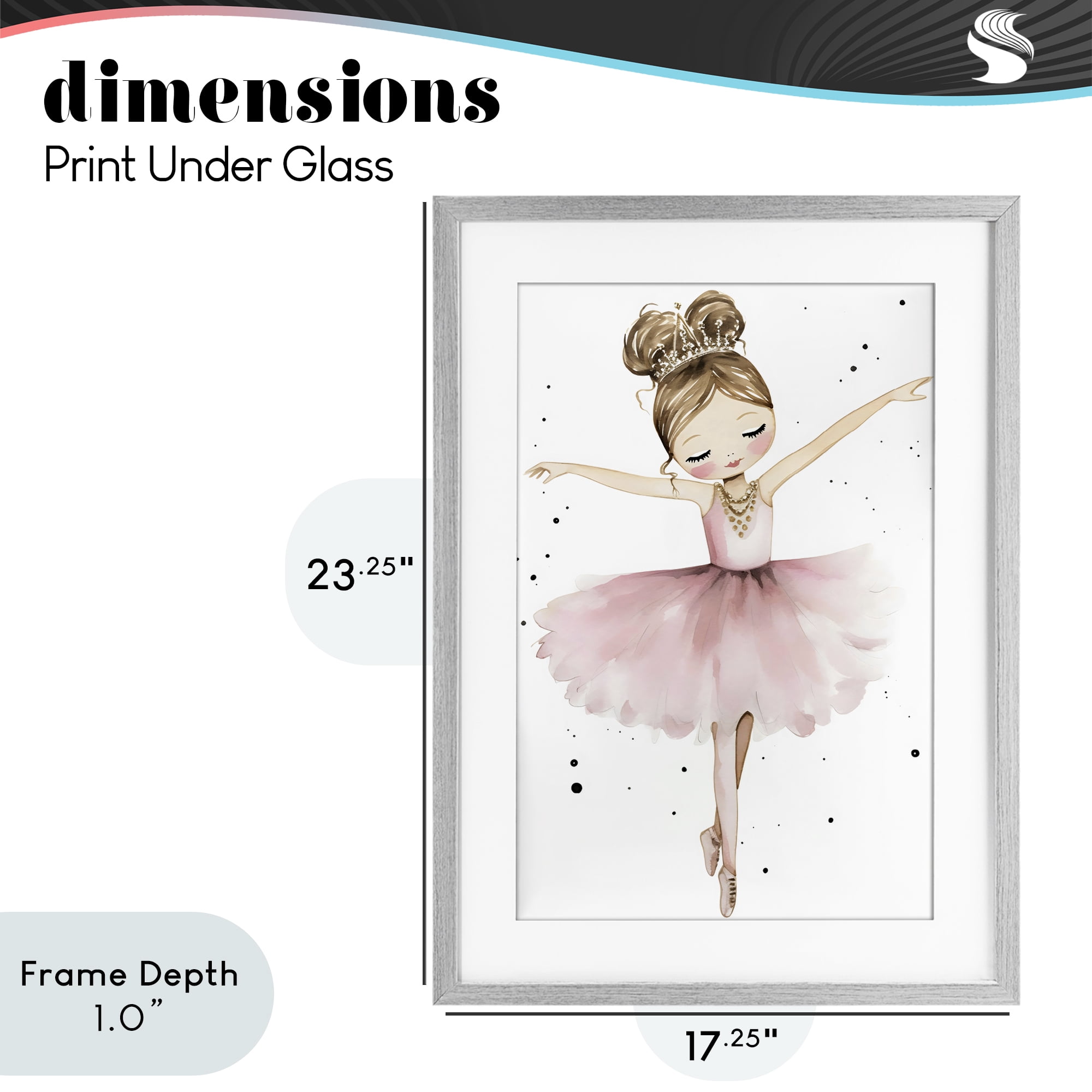 Stupell Industries Pointe Princess in Pink Tutu Gray Framed Print Under Glass, design by Creative Studio