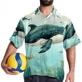 thumbnail image 4 of Whale Men's Casual Printed Hawaiian Poplin Button Down Short Sleeve Beach Shirt Unisex, 4 of 6