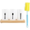 thumbnail image 1 of Chopsticks Holder Base, Oak Wooden Base Chopsticks Holder Cutlery Storage Box Drain Rack Knife Organizer Kitchen Tools, 1 of 7