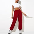 thumbnail image 3 of IYYVV Sweatpants for Women with Pockets Elastic Waist Pants Cinch Bottom Pants Solid Color Womens Joggers Sweatpants 2024 Wine S, 3 of 6