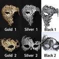 thumbnail image 2 of Máscara de media cara de metal con diamantes de imitación para Halloween, disfraz de baile para hombres y mujeres, máscara de calavera para fiesta, 2 of 3