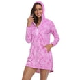 thumbnail image 2 of HDE Beach Coverups for Women UPF 50 Long Sleeve Swim Cover Up Dress with Hood Pink Paisley - L, 2 of 6