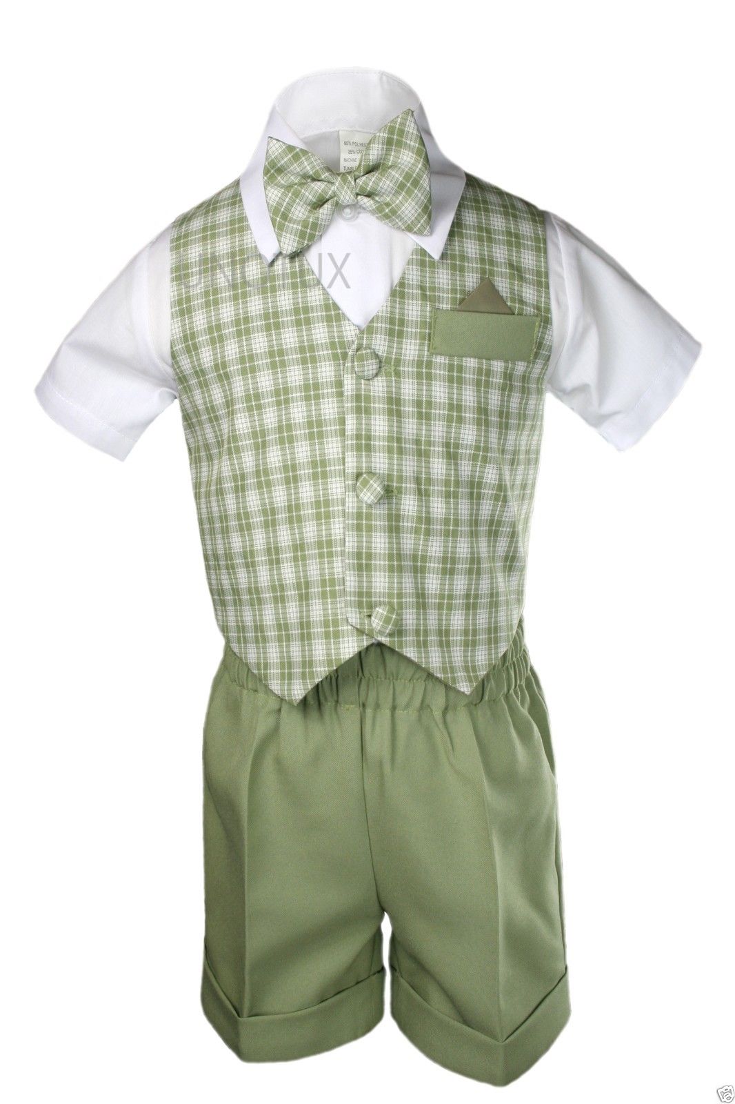 Sage Green Checks Gingham Vest set Shorts Suit Boy Baby Toddler S M L
