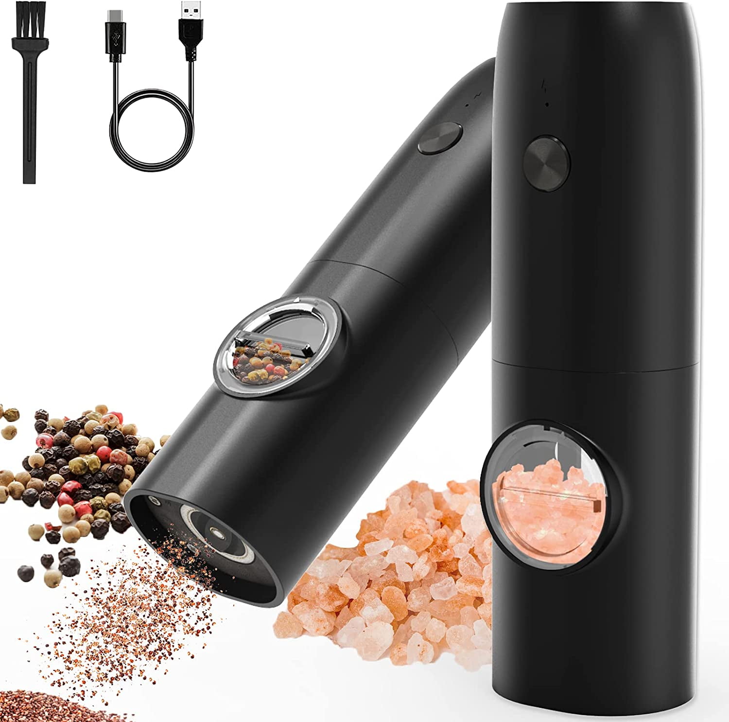 Electric Salt and Pepper Grinder, USB Type-C Rechargeable No Battery ...