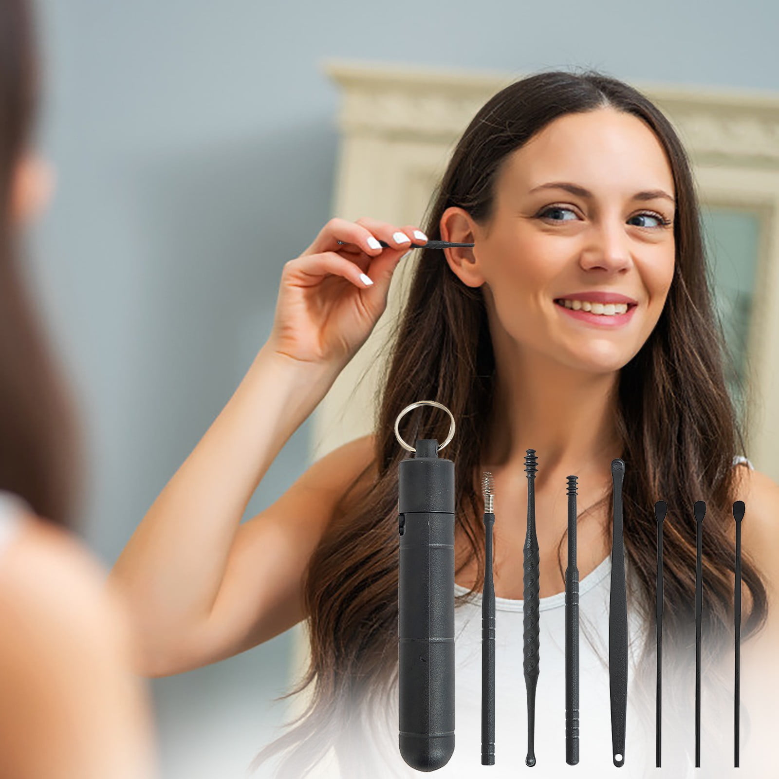 HSMQHJWE Metal Hair Pick Innovative Spring Ear Wax Cleaner Tool Set,Stainless Steel Ear